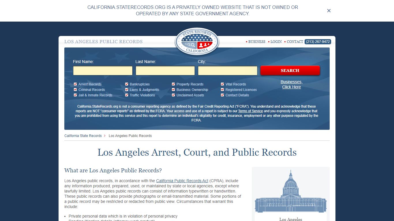 Los Angeles Arrest and Public Records - StateRecords.org